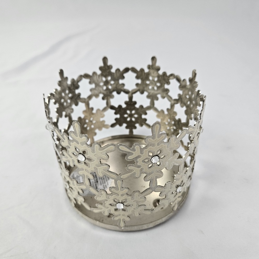 Bath & Body Works Snowflake Candle Holder 3 Wick Rhinestones Christmas Y2K